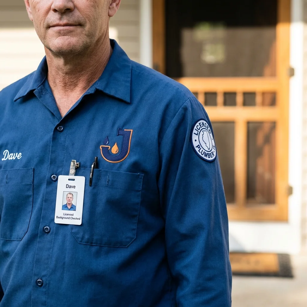Licensed plumber showing ID badge in White Sulphur Springs, MT
