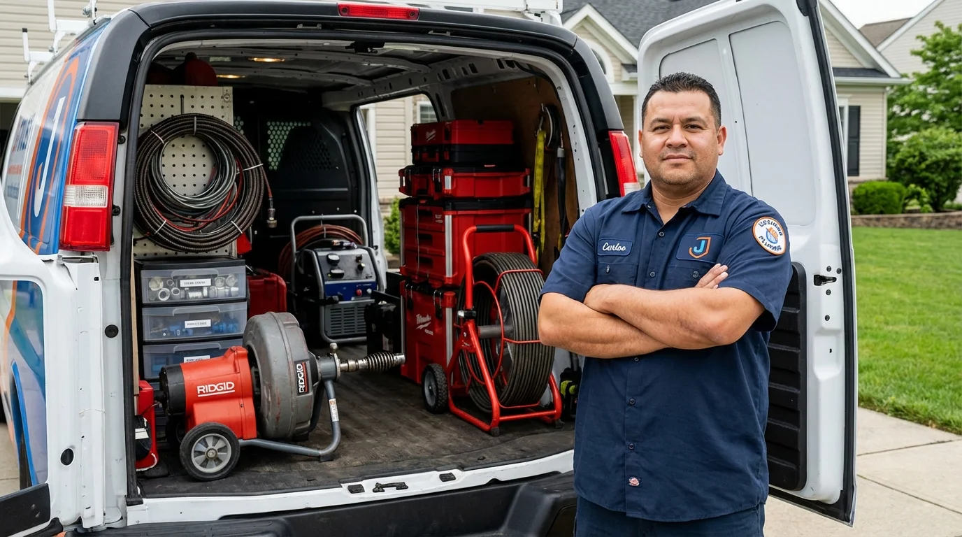 Professional drain cleaning equipment and Johns Plumbing LLC plumber in White Sulphur Springs