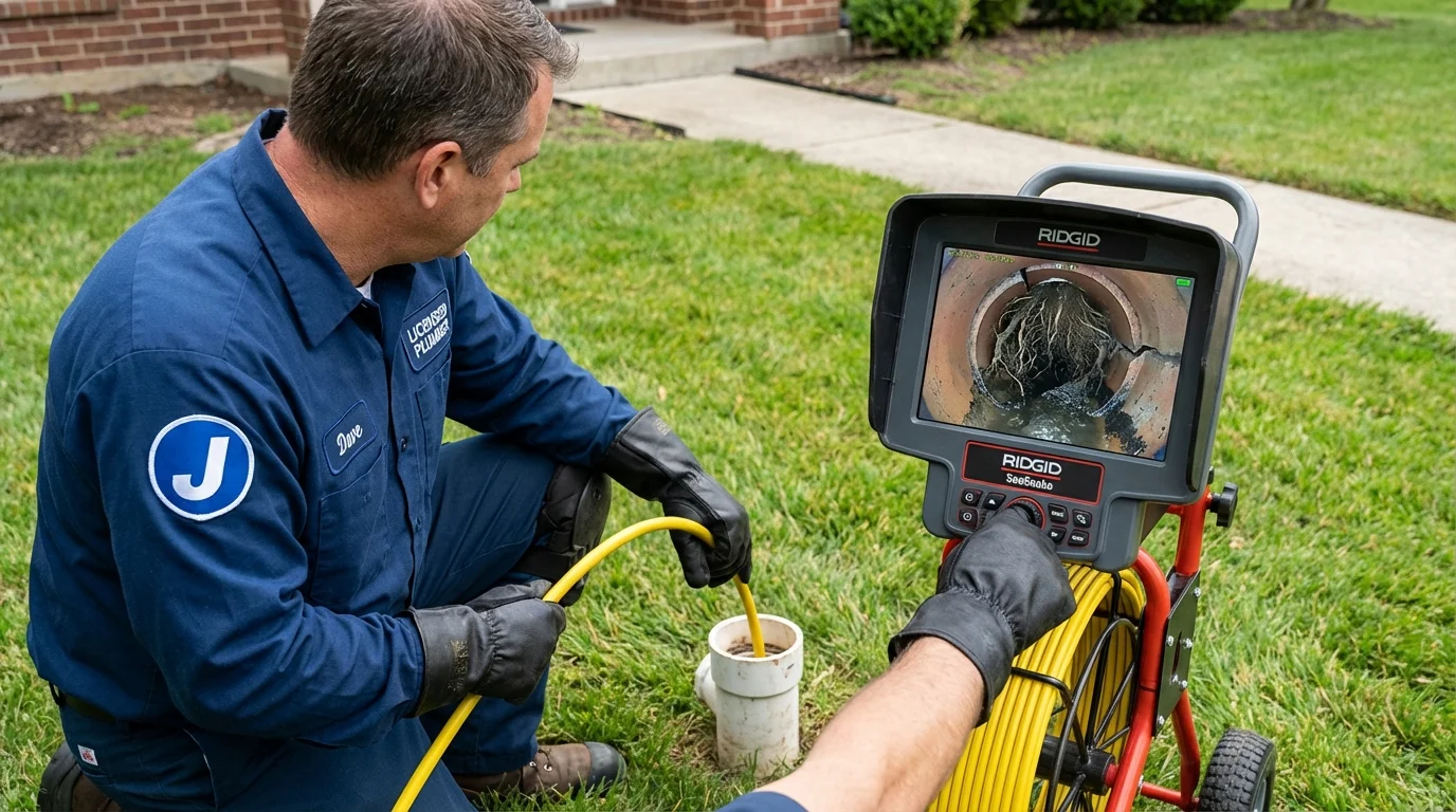 Sewer camera inspection being performed by Johns Plumbing LLC in White Sulphur Springs